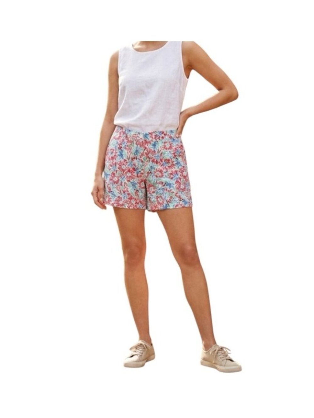 Stella Parker Multi Color Floral Tropical Print Preppy Casual Shorts Size 6